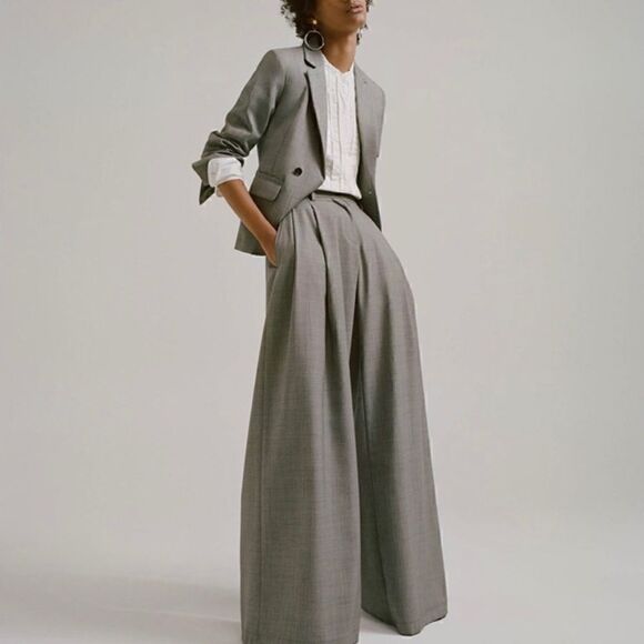 Nili Lotan Gray Classon Sharkskin Single Breasted Wool Jacket Blazer Sz 6 - Picture 13 of 13